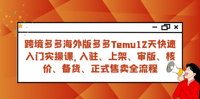 （7686期）跨境多多海外版多多Temu12天快速入门实战课，从入驻 上架到正式售卖全流程插图