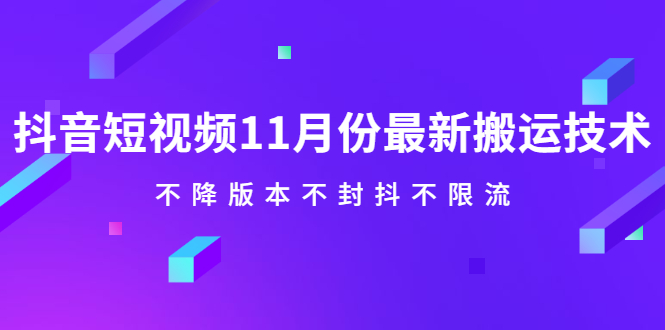 图片[1]-抖音短视频11月份最新搬运技术，不降版本不封抖不限流！【视频课程】-隆盛的微博