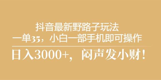 图片[1]-抖音最新野路子玩法，一单35，小白一部手机即可操作，，日入3000+，闷…-隆盛的微博