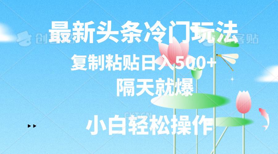 图片[1]-最新头条冷门玩法，隔天就爆，复制粘贴日入500+-隆盛的微博